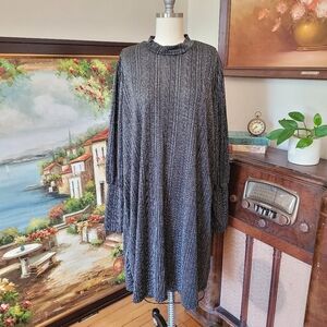 Metallic black sliver long sleeve stretch dress Ophelia Roe size 2X